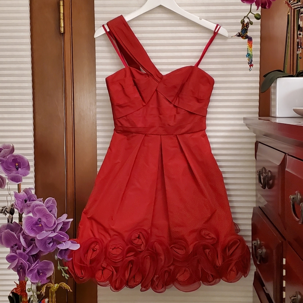 COPY - NWT BCBGMaxAzria One-Shoulder Rosette Dress